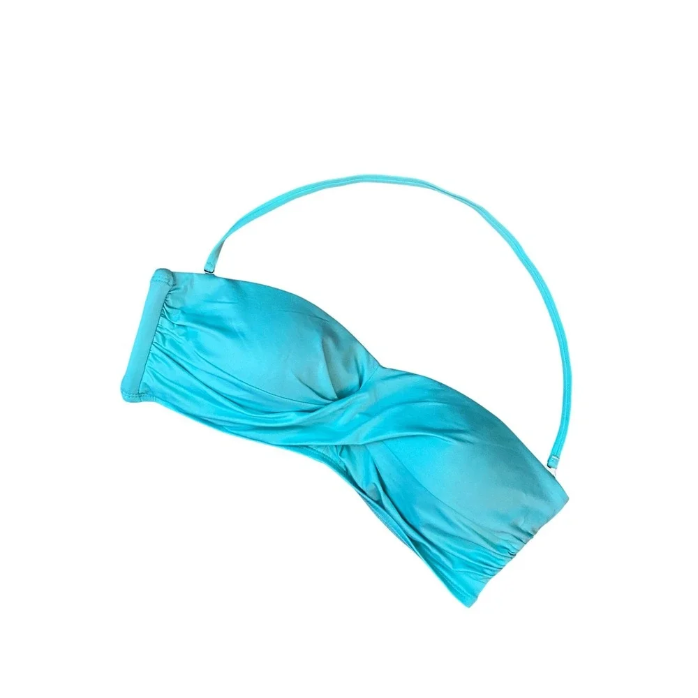 Mossimo Turquoise Blue Twist Front Bandeau Bikini Top Removable‎ Strap Large